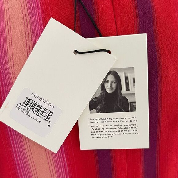 NWT Something Navy red goji bold striped dress size small - Picture 6 of 15